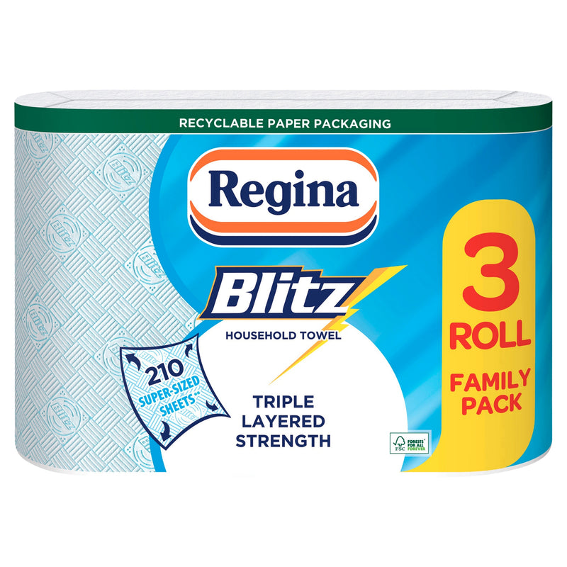 Regina Blitz XXL Kitchen Towel {New 210 Sheet 3ply, Three Pack}