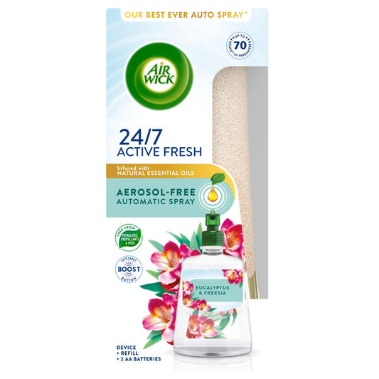 Air Wick Active Fresh Air Freshener Aerosol-Free Automatic Spray Set & Eucalyptus & Freesia 228ml