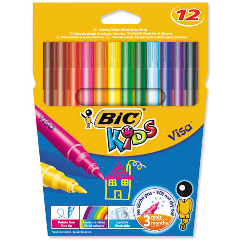 Bic Kids Visa Assorted Felt Pens (888695) 12's