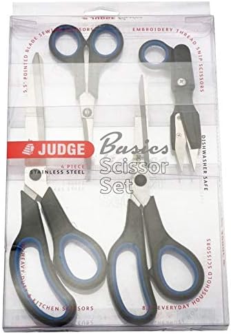 Judge JZ445 Set of 4 Scissors, Right Handed Scissors with Soft Grip Handles