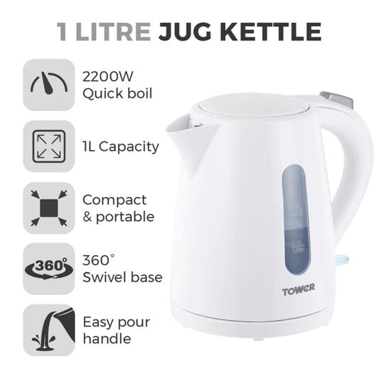 Tower Essentials Kettle1.0L White T10029W