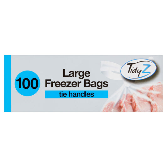 TidyZ B0262 Freezer Bags, tie handle Large (Pack of 100)