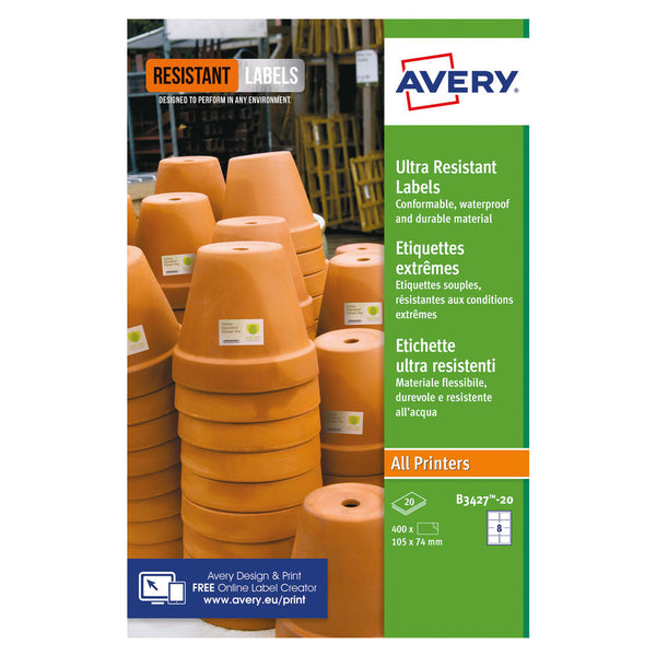 Avery Ultra Resistant Waterproof Labels 74x105mm (Pack of 160) B3427-20