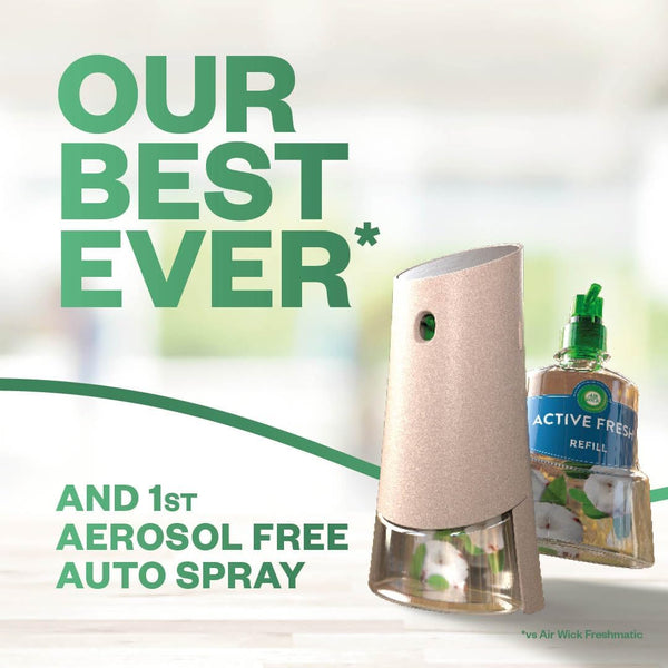 Air Wick Active Fresh Air Freshener Aerosol-Free Automatic Spray Set & Fresh Cotton 228ml