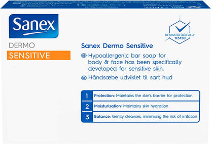 Sanex Bar Soap Dermatologically Sensitive 90g Bars {4 Pack}