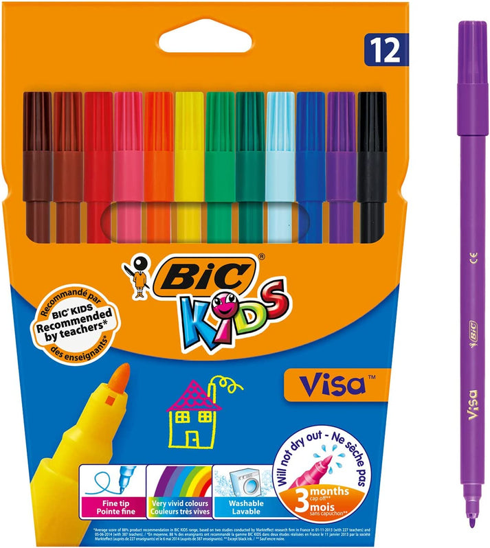 Bic Kids Visa Assorted Felt Pens (888695) 12's