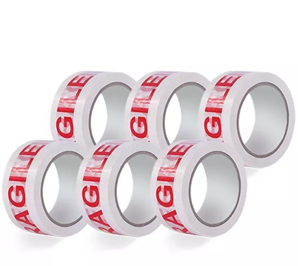 Fragile White & Red Packaging Tape Rolls 48mmx66m {6 Rolls}