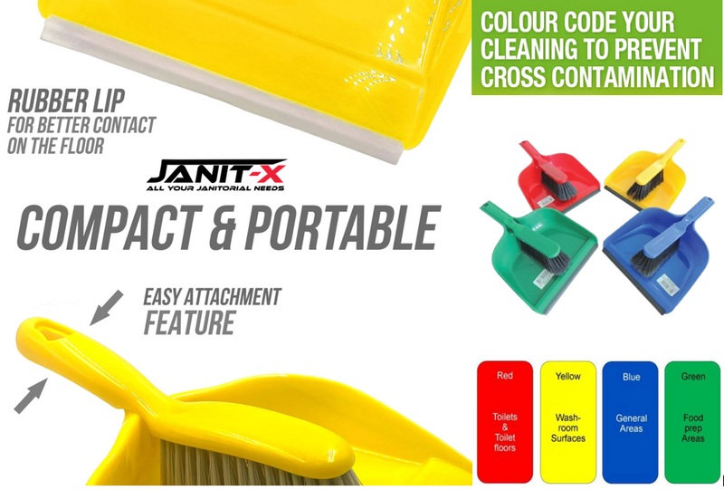 Janit-X Value Colour Coded Dustpan and Brush Set Blue