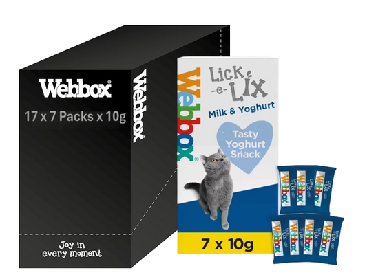 Webbox Lick-e-Lix Cat Treats Milk & Yoghurt 7 Sachets {17-Boxes}