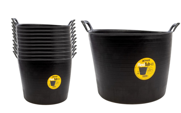 Xtrade Black Flexible Tub 42 Litre For Building Mixing Carrying Storage