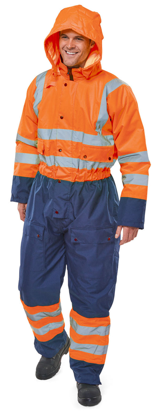 Beeswift Thermal Two-Tone Hi-Vis Waterproof Overall - {ALL COLOURS / SIZES}