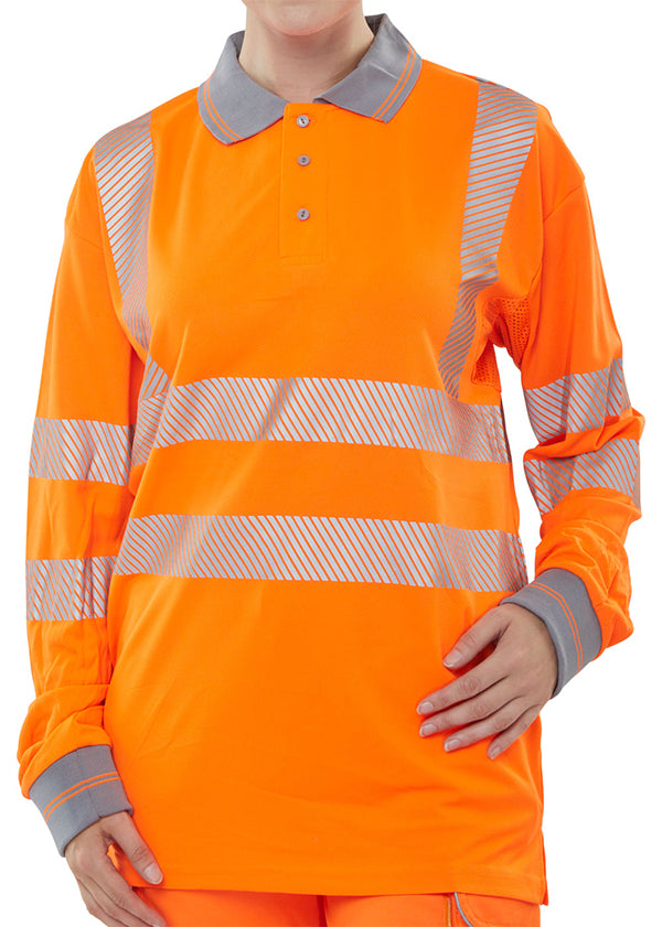 Beeswift Executive Hi-Vis Long Sleeve Rail Polo Shirt  - {ALL COLOURS / SIZES}