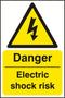 Danger Electric Shock Risk Sign White 200X300mm Box 5's