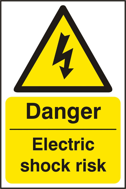 Danger Electric Shock Risk Sign White 200X300mm Box 5's