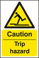 Caution Trip Hazard Sign White/Yellow 200X300mm Box 5's