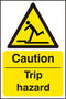 Caution Trip Hazard Sign White/Yellow 200X300mm Box 5's