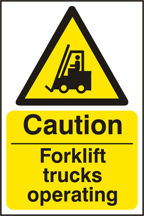 Forklift Trucks Operating Rigid Pvc Sign White/Yellow 200X300mm Box 5's