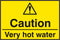 Caution Hot Water Sign Yellow 75X50mm Box 5's