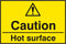 Caution Hot Surface Sign Yellow 75X50mm Box 5's