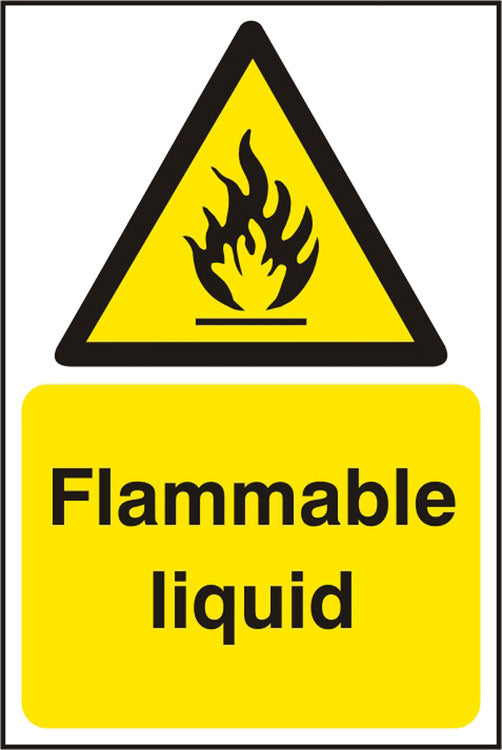 Flammable Liquid Sign White/Yellow 200X300mm Box 5's