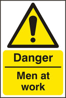 Danger Men At Work Sign White/Yellow 200X300mm Box 5's