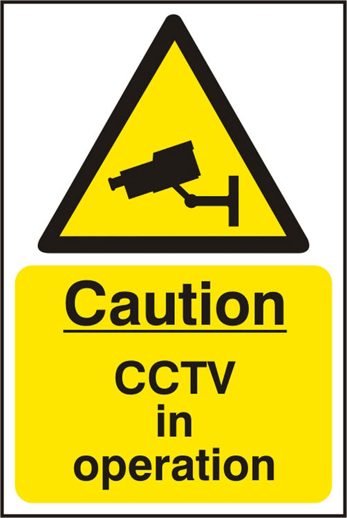 Caution Cctv In Operation Sign White/Yellow 200X300mm Box 5's