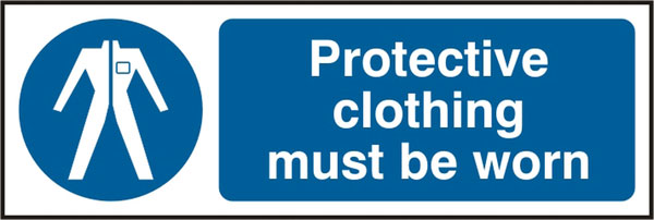 Protective Clothing Must Be Worn Rigid Pvc Sign White/Blue 300X100mm Box 5's