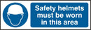 Safety Helmets Must Be Worn Rigid Pvc Sign White/Blue 300X100mm Box 5's