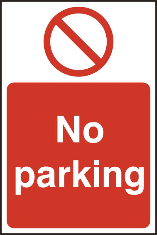 No Parking Rigid Pvc Sign White/Red 200X300mm Box 5's