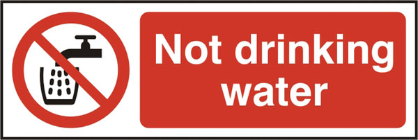 Not Drinking Water Sign White/Red 75X150mm Box 5's