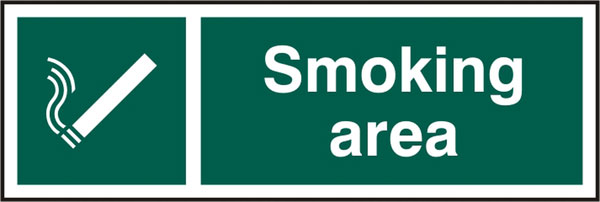 Smoking Area Rigid Pvc Sign Green 300X100mm Box 5's