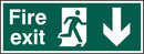 Beeswift Fire Exit Down Arrow Sign Rigid Pvc Green 400X150mm Box 5's