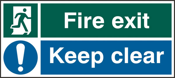 Beeswift Fire Exit Keep Clear Sign Rigid Pvc White 450X200mm Box 5's