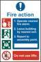 Beeswift Fire Action Procedure Sign Self Adhesive White 200X300mm Box 5's