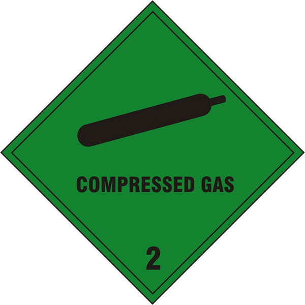 Compressed Gas Sign Green 200X200mm