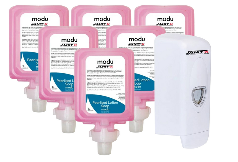 Janit-X MODU 1L Luxury Soap Lotion Cartridges for Soap Dispensers - Pink