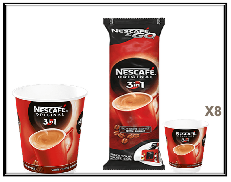 Nescafe &Go! 3in1 , Coffee, Whitener & Sugar 8 x 12oz Cups