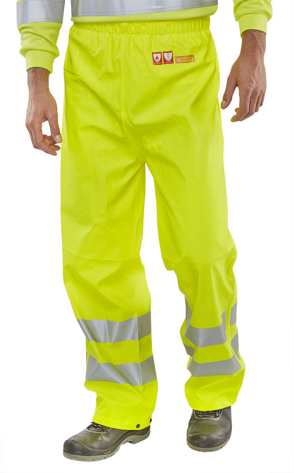 Beeswift Fire Retardant Hi-Vis Anti-Static Overtrousers - {ALL COLOURS / SIZES}