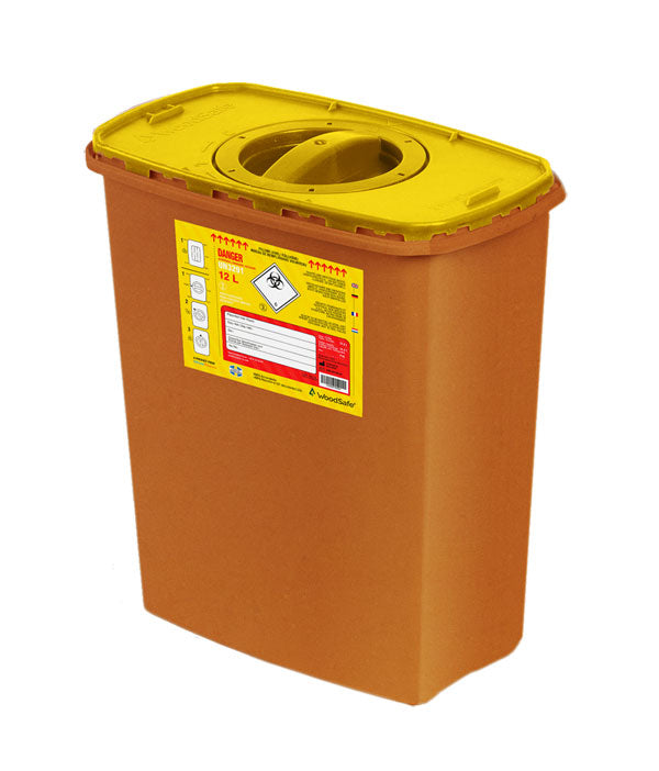 Woodsafe Sharps Bin Lid And Screw Fit Cap 12 Litre Brown 12L