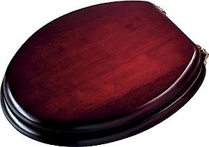 Croydex Solid Wood Toilet Seat, Mahogany - Chrome Fitting