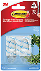 3M Command Plastic Hooks & Fittings, Pack Of 2