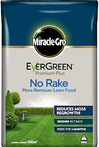 Miracle-Gro Evergreen Premium Plus No Rake Moss Remover Lawn Food 10 Kg - 100 M2, Green