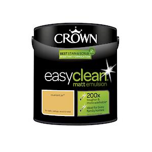 2.5L Crown Easy Clean Matt Emulsion Multi Surface Paint – Mustard Jar