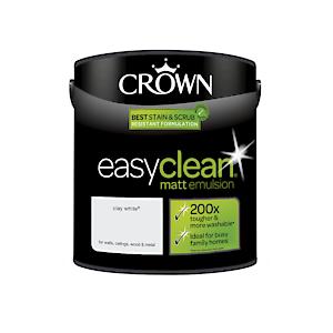 2.5L Crown Easy Clean Matt Emulsion Multi Surface Paint – Clay White