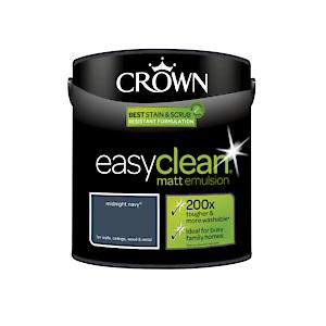 2.5L Crown Easy Clean Matt Emulsion Multi Surface Paint – Midnight Navy