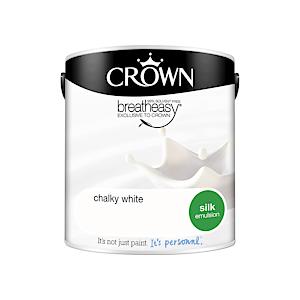 2.5L Crown Standard Breatheasy Silk Emulsion Paint - Chalky White