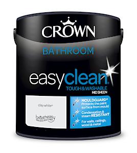 2.5L Crown Easyclean Bathroom Mid-Sheen Emulsion Multi Surface Paint – Clay White