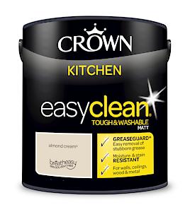 2.5L Crown Easyclean Kitchen Matt Emulsion Multi Surface Paint – Almond Cream