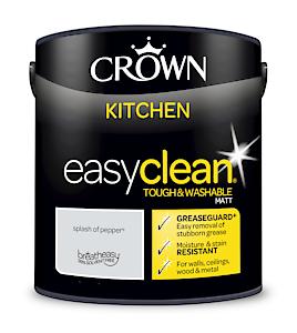 2.5L Crown Easyclean Kitchen Matt Emulsion Multi Surface Paint – Splash Of Pepper