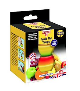 Zero In Fruit Fly Trap - Ready-Baited Indoor Fly Catcher, Apple-Shaped Twin Pack